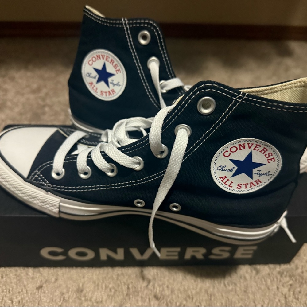 Converse Black High Tops with White Accents